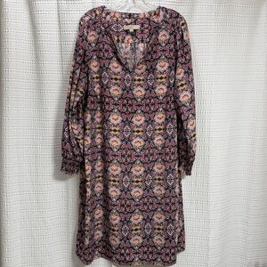 LOFT Plus Paisley Long Sleeve Dress